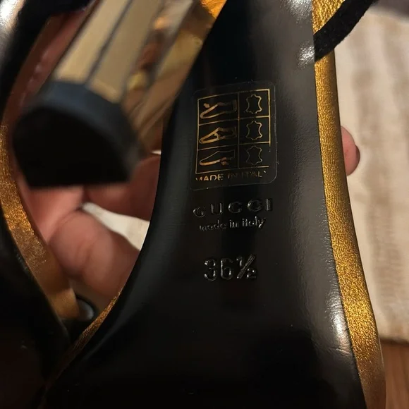 Gucci Black and Gold Mirrored Heels - Picture 8 of 9